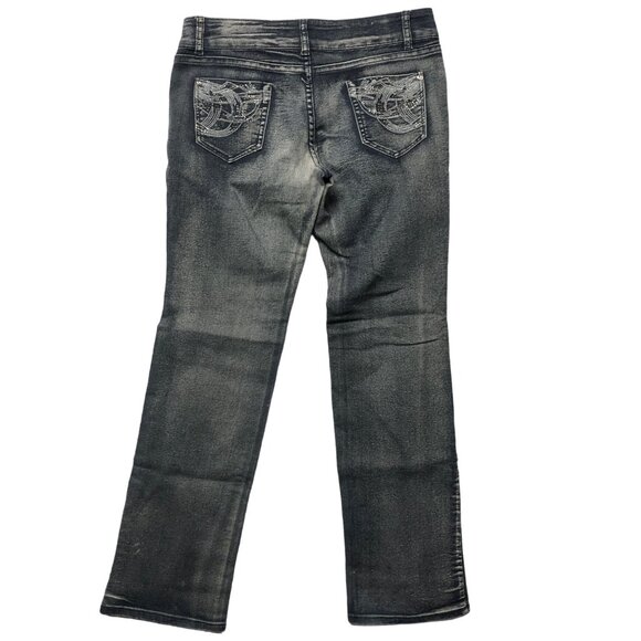 Arco Iris Jeans Womens Size 9 Embellished Pockets Black Denim Pants - Picture 5 of 9